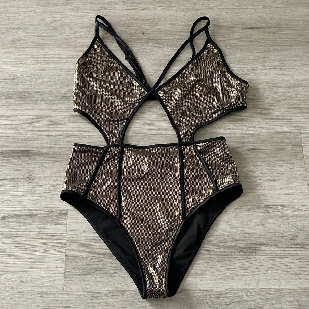 Metallic Gold Women's Swimsuit Size Small
